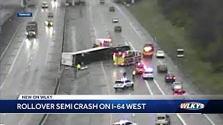 All lanes of I-64 W reopen after semi overturns