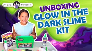 Unboxing the Glow in the Dark Tropical Neon Slime Kit-comes with MINI UV Torch to write on slime! 🍉🍌