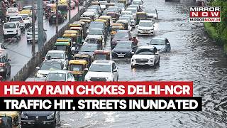 Full Delhi Rain Fury: Massive Waterlogging Hits NCR; Streets Flooded, Traffic Hit | IMD Issues Red Alert Update
