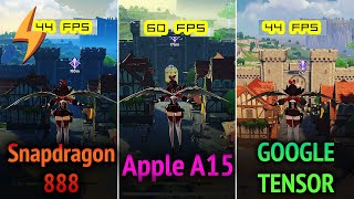 APPLE A15 vs SNAPDRAGON 888 vs GOOGLE TENSOR - Genshin Impact