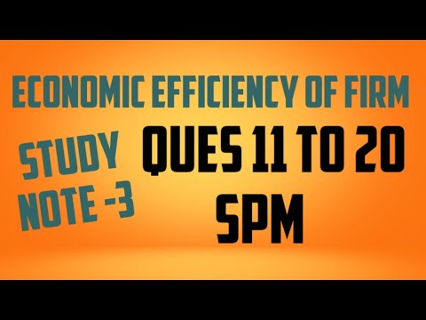 Ques 11 to 20 // Economic Efficiency of Firm // Study Note-3 SPM Paper 20 CMA Final