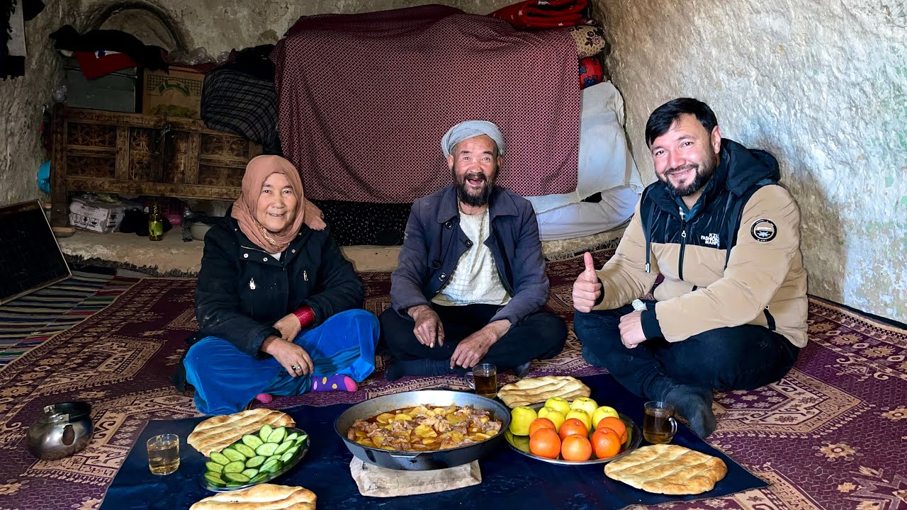 One Day with Cave Survivor | Lovely Grand father #cooking Special Meal |  Great #food