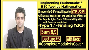 Type 1.1-Finding Yc where Yp=0|Sum 8,9|Linear Differential Equation with Constant Coefficient