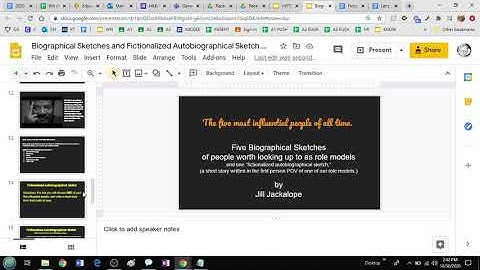 Google Slides Project overview: Biographical Sketches