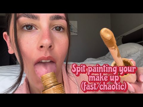 ASMR- Fast & aggressive spit painting your makeup for tingles and sleep