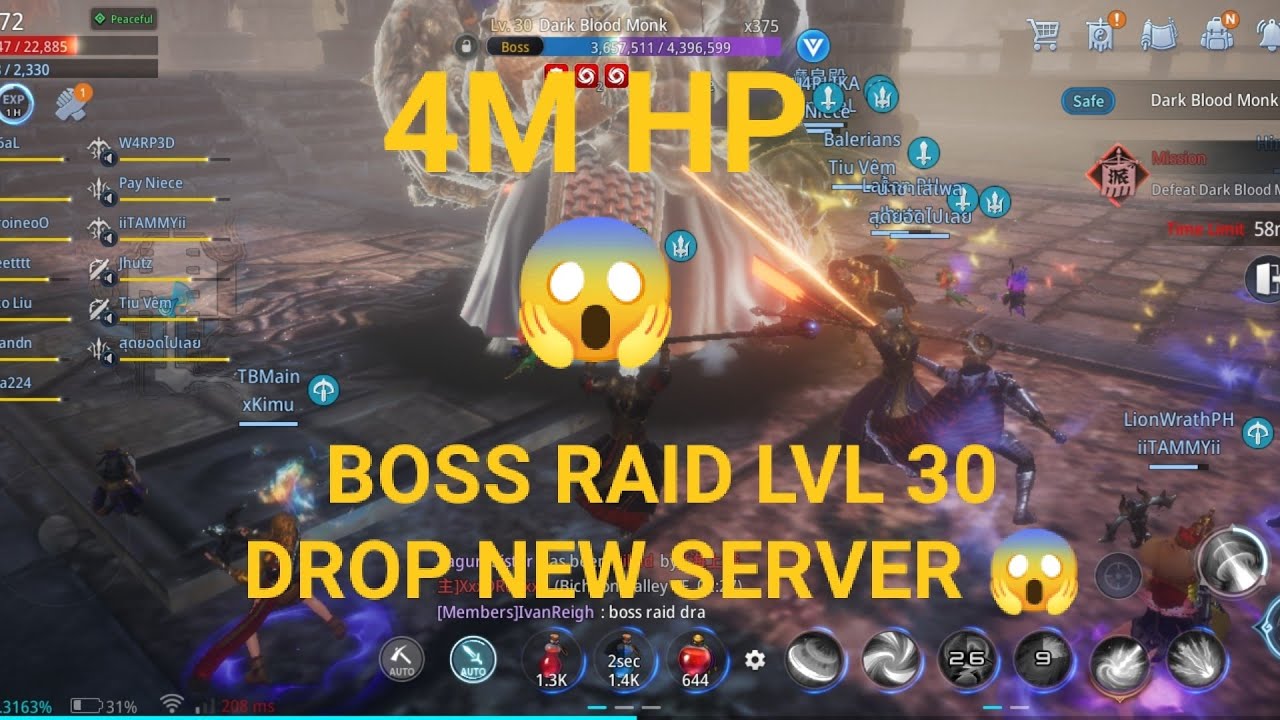 MIR4 BOSS RAID LVL 30 NEW SERVER DROP FULL PARTY