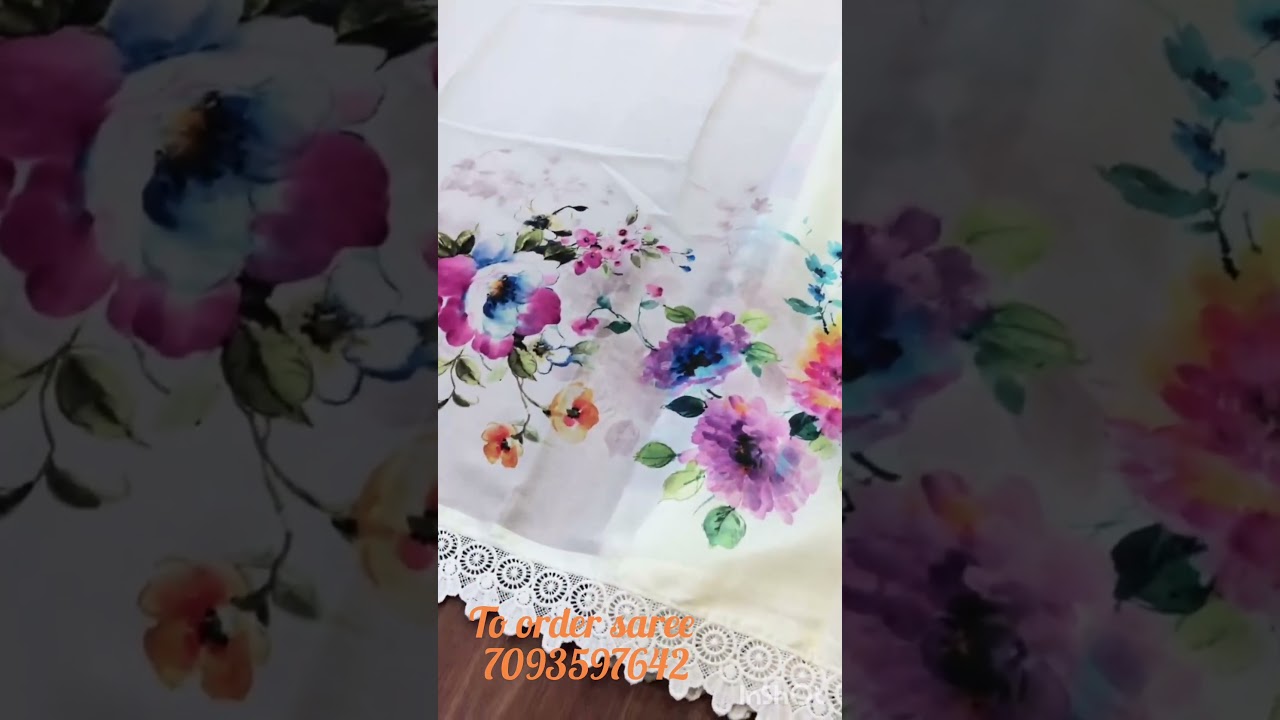 Chiffon saree with fancy lace border(51932)