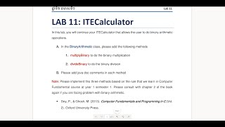 Lab 11 - Binary Arithmetic Class - Multiply and Divide Binary - Java ITECalculator