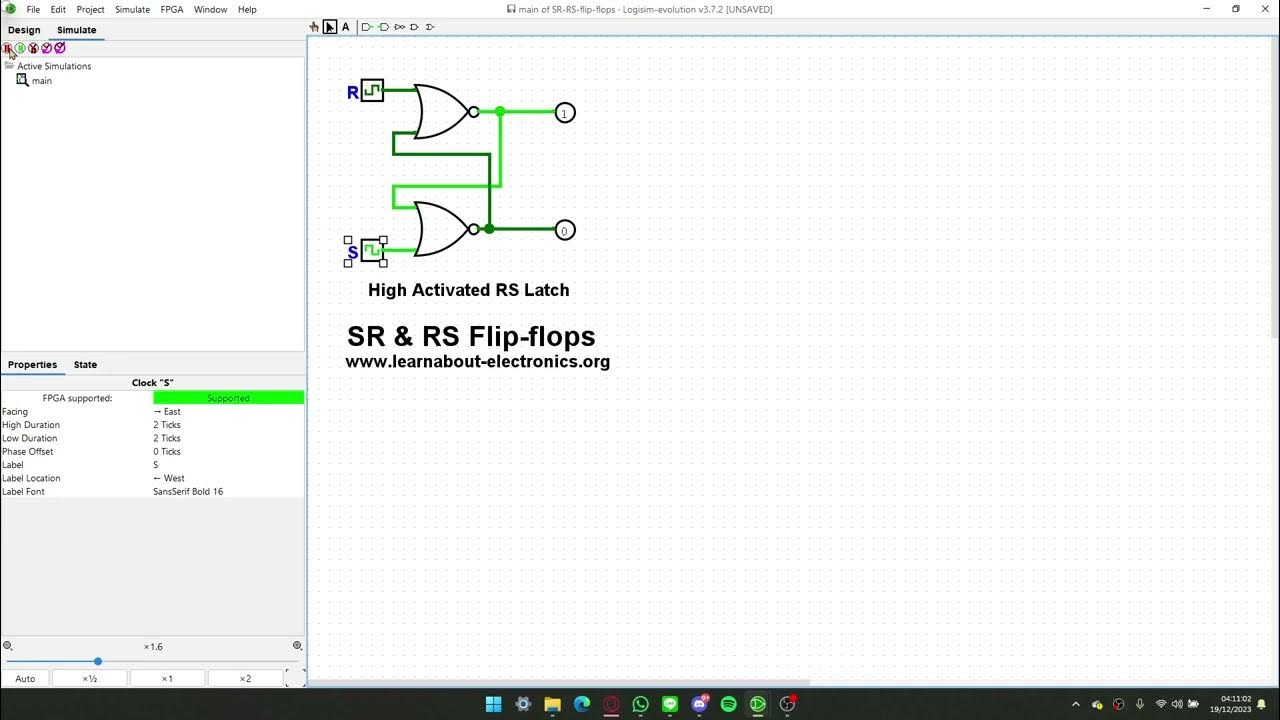 Simulasi SR latch dengan clock menggunakan Logisim YouTube