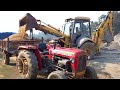 JCB And Massey Ferguson Tractor Going To Another Village For Working | Jcp Tractor Cartoon Videos