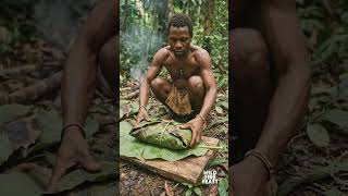 They Cooked a Giant Cane Rat in Burnt Leaves  #primitivecooking #tribalfood