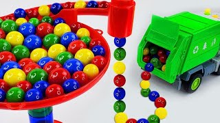 Marble Run Race ☆ HABA Slope, Dump Truck & Garbage Trucks & Ambulance & vehicles Full Compilation