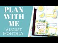 PLAN WITH ME | August Monthly | Lemon Spread 🍋 🌿