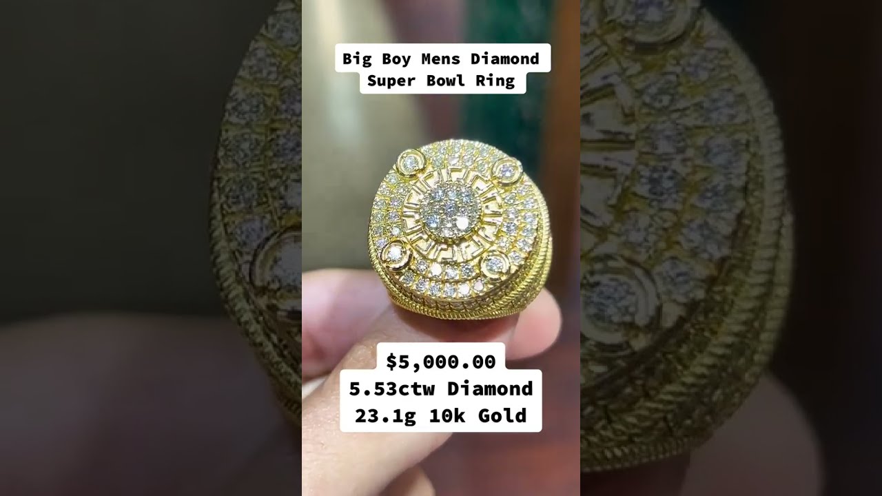 Real Diamond Big Boy Men's Super Bowl Ring by Ijaz Jewelers