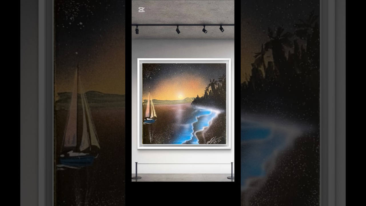 Sunset and ocean on SSM size canvas. It's small, so it's difficult