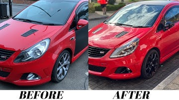 Upgrading Corsa D VXR Repairing Repainting Front Bumper Wing Panel Installing NEW LED Headlights