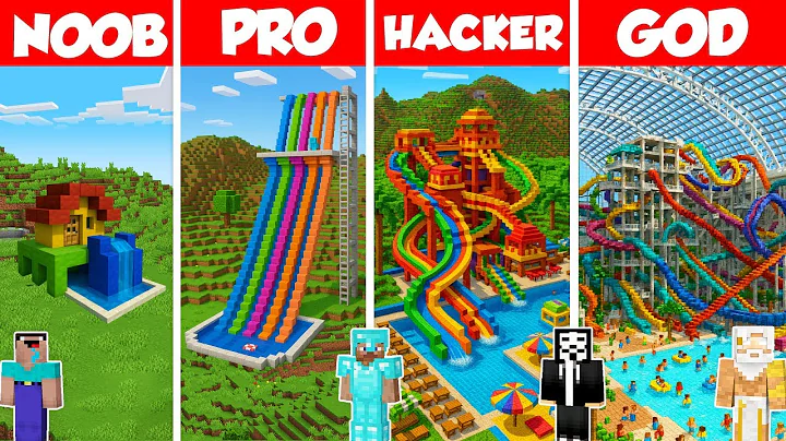 Water Park Build Battle Challenge - Noob vs Pro vs Hacker vs God - Minecraft Animation