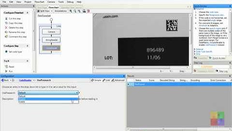 Matrox Design Assistant interactive development environment using the code reader step