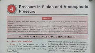 PRESSURE IN FLUIDS AND ATMOSPHERIC PRESSURE CLASS 9 ICSE CHAPTER 4 EXERCISE 4A NUMERICALS