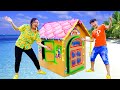 KunKun pretend play with DIY kids playhouse toys