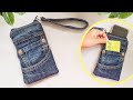 DIY Small Cute Denim Bag / Wristlet for Your Phone Out of Old Jeans | Bag Tutorial | Upcycle Craft