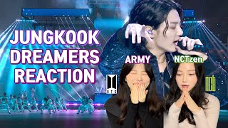 Sub)the reaction when ARMY showed NCTzen Jungkook's "DREAMERS" stage? | BTS JUNGKOOK FANCAM REACTION