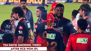 Watch Tim David Smoking Cigar After Rcb Won Ipl 2026 Trophy  Tim David Smoking 