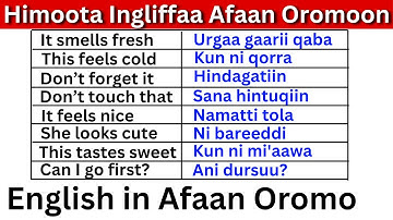 Himoota Ingliffaa Afaan Oromoon Kutaa 9 (English in Afaan Oromo) sentences in Afaan Oromo part 9