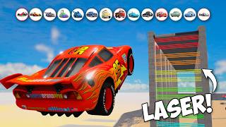14 Pixar Cars vs Laser Maze Challenge in BeamNG Drive — Who Will Survive?! 🔴🚗💥
