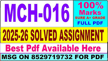 MCH 016 solved assignment 2025-26 || mch 016 solved assignment 2026 in English || ignou mch16