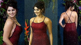 Urvashi Rautela In Backless Red Shimmery Outfit Arrive @ Randeep Hooda Reception Party