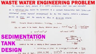 Sedimentation tank Solved design dimension of tank | design of sedimentation tank | waste water engg