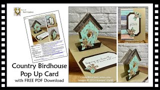 Country Birdhouse Pop Up Card with FREE PDF Project Sheet