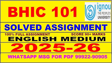 BHIC 101 solved assignment 2025-26 in English || bhic 101 solved assignment 2026 || bhic101 2025-26
