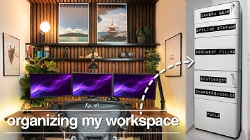watch me DECLUTTER my entire office + ORGANIZE it into one hidden spot | office + desk setup series
