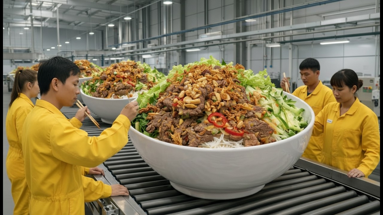 Bún xào được chuẩn bị như thế nào để phục vụ cả trăm người mỗi ngày?