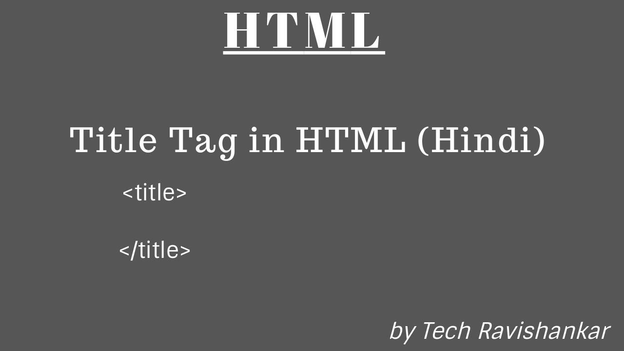 Title Tag in HTML (Hindi) YouTube