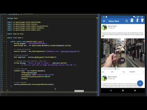 MySocialApp - Java SDK example with Android emulator