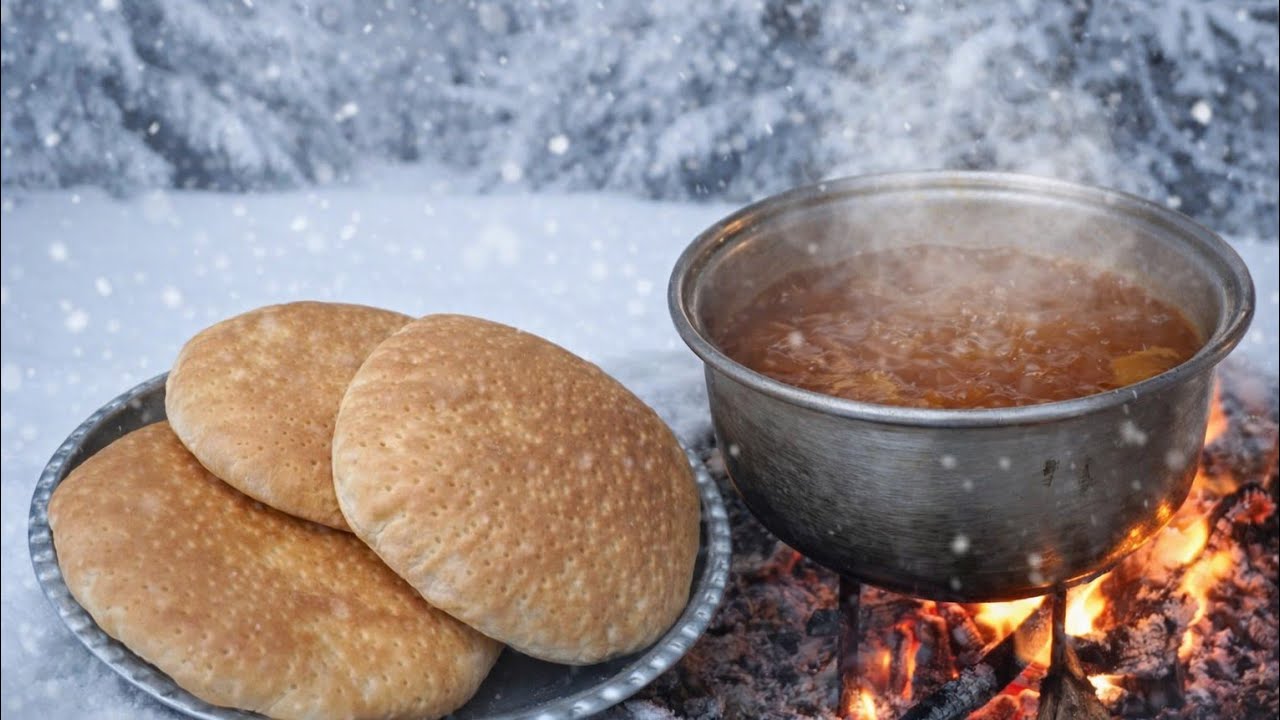 Традиционная готовка у камина: домашний хлеб и рагу (АСМР)