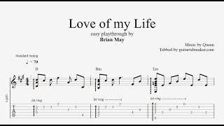 Love of my Life TAB - easy fingerstyle guitar tabs (PDF + Guitar Pro)