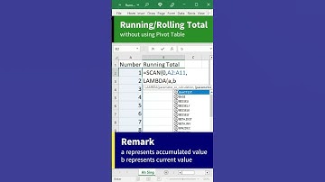 Excel function to create running total (rolling total)
