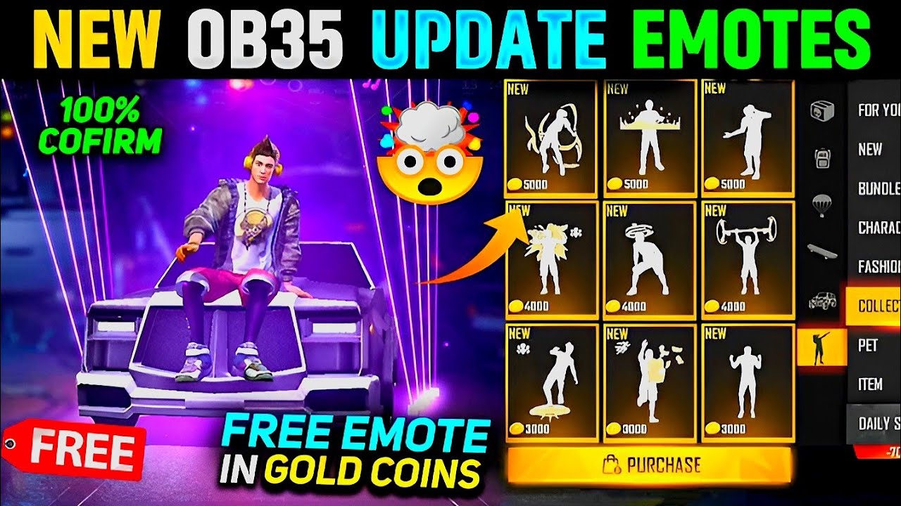 Free Fire Ob35 New Emote | Ob35 Update Free Fire All New Emote | Free Fire New Emote