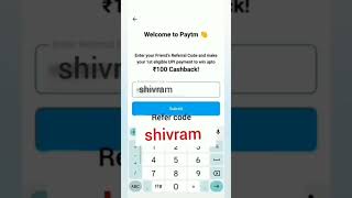 Paytm referral code |Paytm refercodekaise dale |Paytm cashbackoffertodaypaytm offer today