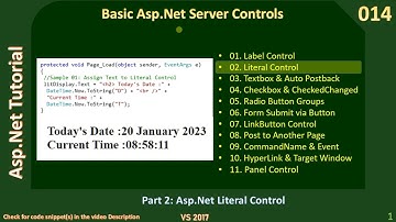 Basic Controls | Part 2 - Literal Control | Asp Net Tutorial #014