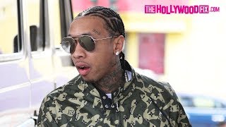 Tyga Rocks A Camouflage Louis Vuitton Jacket While Gassing Up His G-Wagon  On The Sunset Strip 
