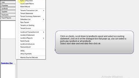 MamboSoftware Property manager Video Client Landlords report Accounting statement
