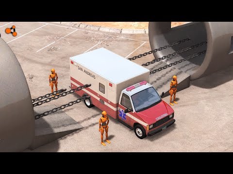 Beamng Drive - Giant Chain shooting Сars crushes