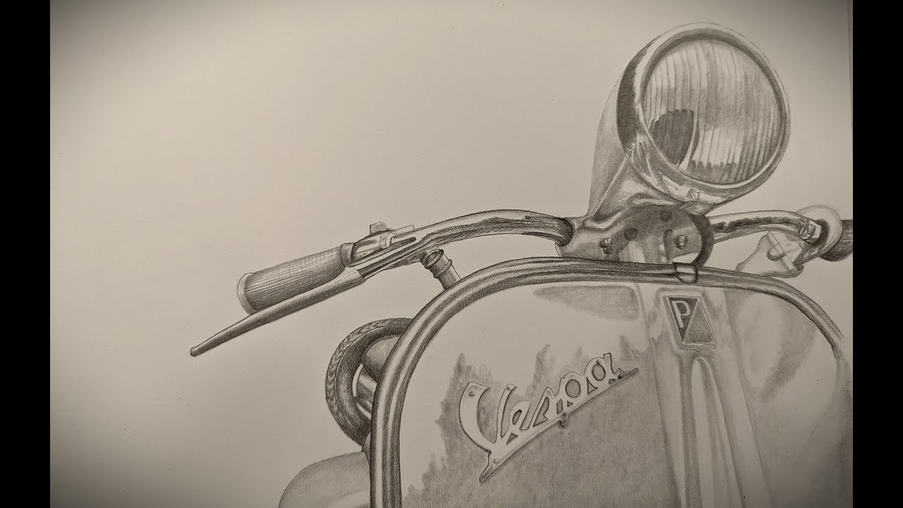 Vespa 42L2 Pencil drawing. Shading Skills.