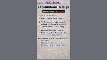 Constitutional Design | Class 9 | Important Questions