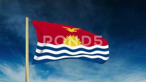 Kiribati Flag Slider Style. Waving In The Win With Cloud Background Animation
